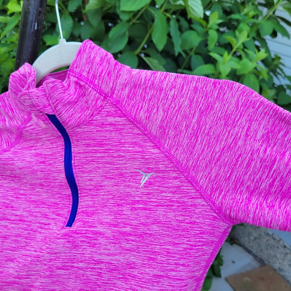 Old Navy active go Dry S 3/4 zip thumb holes hot pink marled long sleeve - Picture 2 of 6
